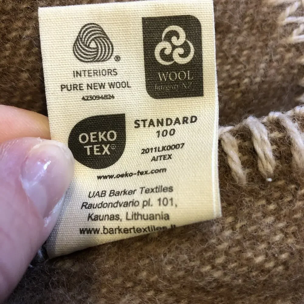 BARKER TEXTILES Luxury 100% New Zealand Wool Oversized Throw 51”x70